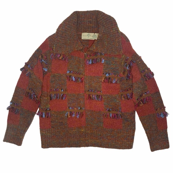 Design Options Sweaters - Vintage Design Options Red Fringe Sweater